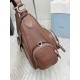 Luxury Replica Prada medium shoulder bag washed 1BC276 brown Knockoff Mirror Quality Replica Prada medium shoulder bag washed 1BC276 brown Clone