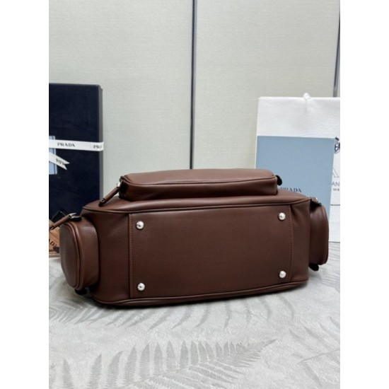 Luxury Replica Prada medium shoulder bag washed 1BC276 brown Knockoff Mirror Quality Replica Prada medium shoulder bag washed 1BC276 brown Clone