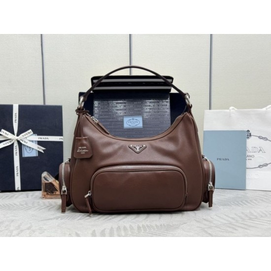Luxury Replica Prada medium shoulder bag washed 1BC276 brown Knockoff Mirror Quality Replica Prada medium shoulder bag washed 1BC276 brown Clone