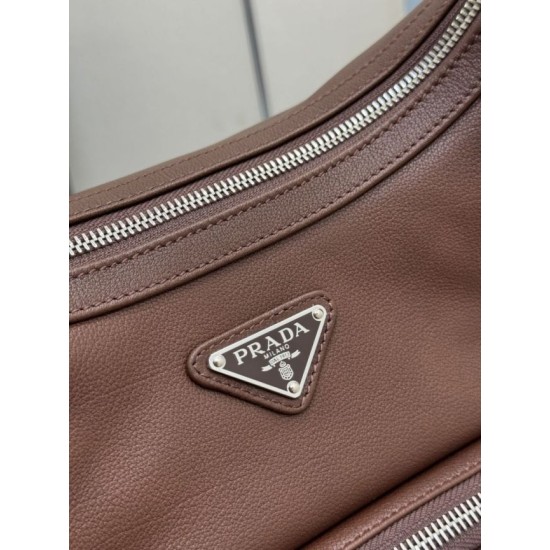 Luxury Replica Prada medium shoulder bag washed 1BC276 brown Knockoff Mirror Quality Replica Prada medium shoulder bag washed 1BC276 brown Clone