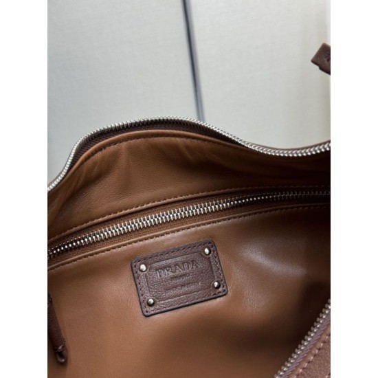 Luxury Replica Prada medium shoulder bag washed 1BC276 brown Knockoff Mirror Quality Replica Prada medium shoulder bag washed 1BC276 brown Clone