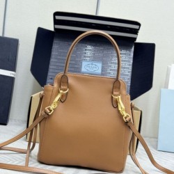 Luxury Replica Prada Carry 1BA496 Mini Tote Bag in Brown Knockoff Mirror Quality Replica Prada Carry 1BA496 Mini Tote Bag in Brown Clone