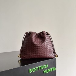 Mirror Quality Replica Bottega Veneta Intrecciato Drawstring Bags in Burgundy Clone
