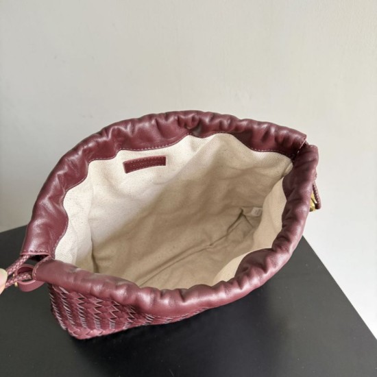 Luxury Replica Bottega Veneta Intrecciato Drawstring Bags in Burgundy Knockoff Mirror Quality Replica Bottega Veneta Intrecciato Drawstring Bags in Burgundy Clone