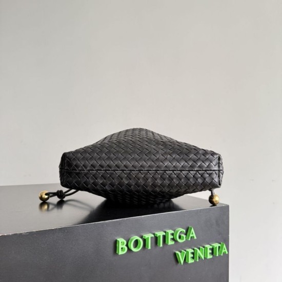 Luxury Replica Bottega Veneta Intrecciato Drawstring Bags in Black Knockoff Mirror Quality Replica Bottega Veneta Intrecciato Drawstring Bags in Black Clone