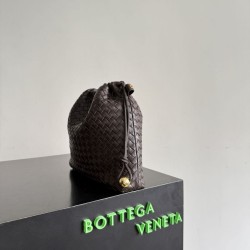 Mirror Quality Replica Bottega Veneta Intrecciato Drawstring Bags in Coffee Clone