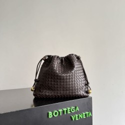 Mirror Quality Replica Bottega Veneta Intrecciato Drawstring Bags in Coffee Clone