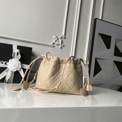 Mirror Quality Replica Chanel 25 Quilted Drawstring Bucket Bag AP5317 Apricot Clone