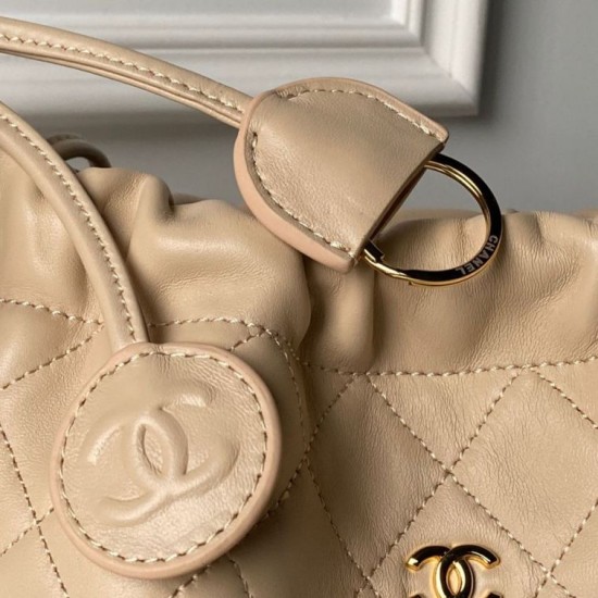 Luxury Replica Chanel 25 Quilted Drawstring Bucket Bag AP5317 Apricot Knockoff Mirror Quality Replica Chanel 25 Quilted Drawstring Bucket Bag AP5317 Apricot Clone