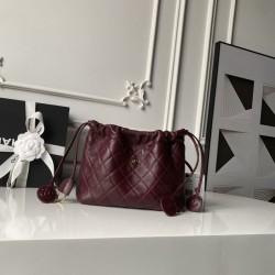 Mirror Quality Replica Chanel 25 Quilted Drawstring Bucket Bag AP5317 Burgundy Clone