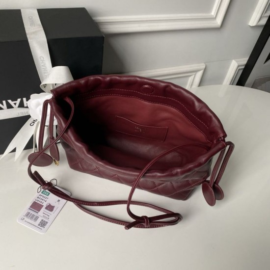 Luxury Replica Chanel 25 Quilted Drawstring Bucket Bag AP5317 Burgundy Knockoff Mirror Quality Replica Chanel 25 Quilted Drawstring Bucket Bag AP5317 Burgundy Clone