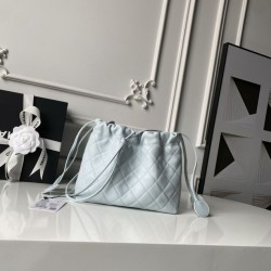Mirror Quality Replica Chanel 25 Quilted Drawstring Bucket Bag AP5317 Blue Clone
