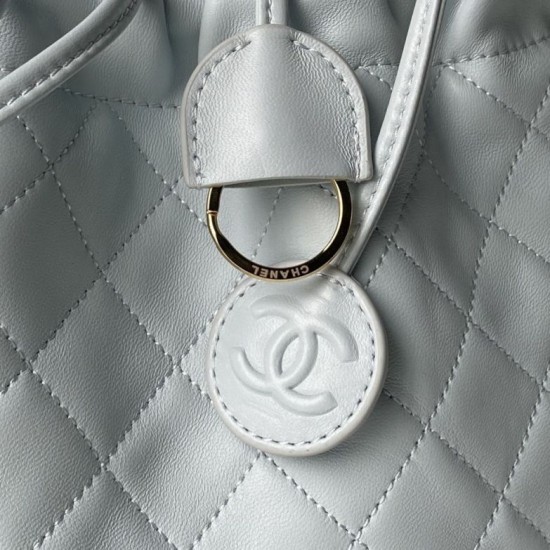 Luxury Replica Chanel 25 Quilted Drawstring Bucket Bag AP5317 Blue Knockoff Mirror Quality Replica Chanel 25 Quilted Drawstring Bucket Bag AP5317 Blue Clone