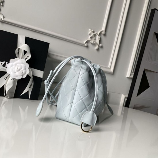 Luxury Replica Chanel 25 Quilted Drawstring Bucket Bag AP5317 Blue Knockoff Mirror Quality Replica Chanel 25 Quilted Drawstring Bucket Bag AP5317 Blue Clone