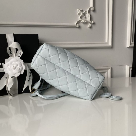 Luxury Replica Chanel 25 Quilted Drawstring Bucket Bag AP5317 Blue Knockoff Mirror Quality Replica Chanel 25 Quilted Drawstring Bucket Bag AP5317 Blue Clone