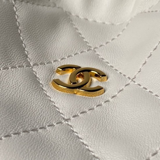 Luxury Replica Chanel 25 Quilted Drawstring Bucket Bag AP5317 White Knockoff Mirror Quality Replica Chanel 25 Quilted Drawstring Bucket Bag AP5317 White Clone
