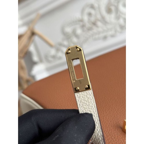 Mirror Quality Replica Hermès Birkin Bag 25cm/30cm Two-Tone Togo Leather Brown/White Clone