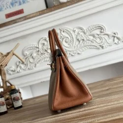 Mirror Quality Replica Hermès Birkin Bag 25cm/30cm Two-Tone Togo Leather Brown/Gray Clone