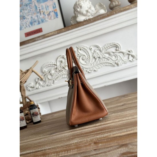 Mirror Quality Replica Hermès Birkin Bag 25cm/30cm Two-Tone Togo Leather Brown/Gray Clone