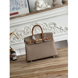 Mirror Quality Replica Hermès Birkin Bag 25cm/30cm Two-Tone Togo Leather Brown/Gray Clone