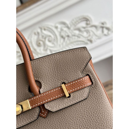 Mirror Quality Replica Hermès Birkin Bag 25cm/30cm Two-Tone Togo Leather Brown/Gray Clone