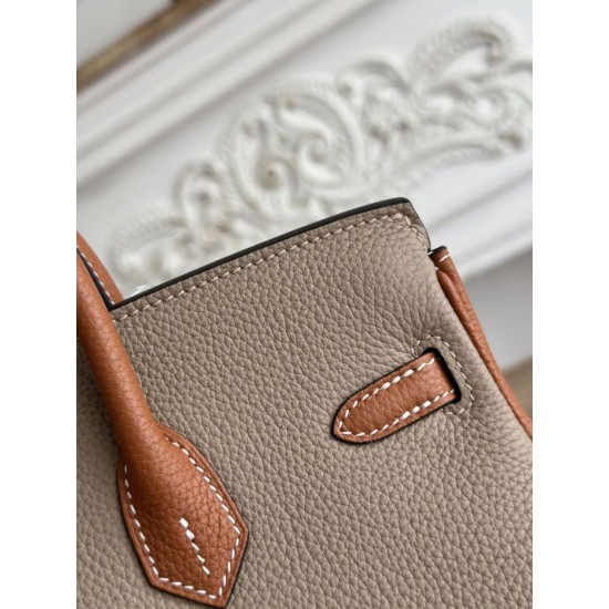 Mirror Quality Replica Hermès Birkin Bag 25cm/30cm Two-Tone Togo Leather Brown/Gray Clone