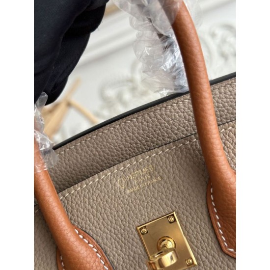 Mirror Quality Replica Hermès Birkin Bag 25cm/30cm Two-Tone Togo Leather Brown/Gray Clone