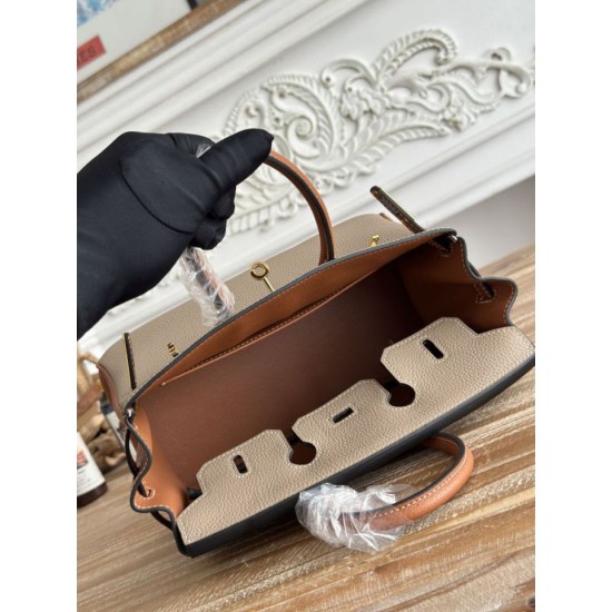 Mirror Quality Replica Hermès Birkin Bag 25cm/30cm Two-Tone Togo Leather Brown/Gray Clone