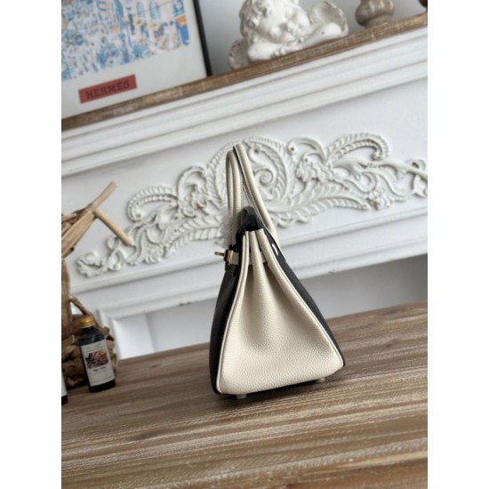 Mirror Quality Replica Hermès Birkin Bag 25cm/30cm Two-Tone Togo Leather Black/White Clone