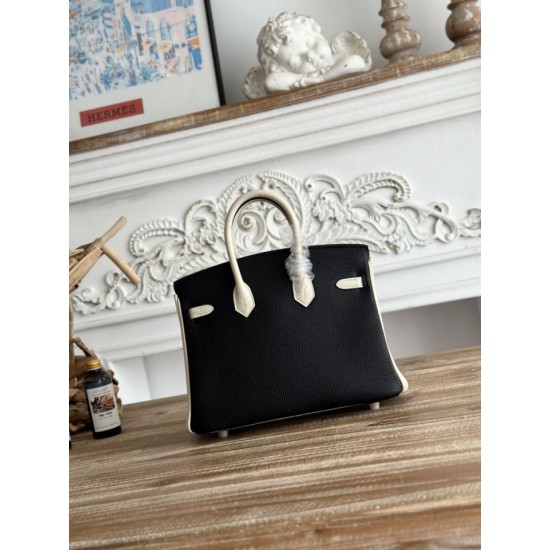 Mirror Quality Replica Hermès Birkin Bag 25cm/30cm Two-Tone Togo Leather Black/White Clone