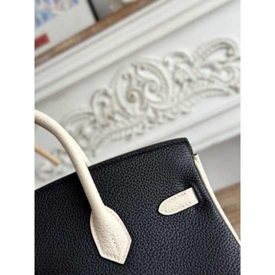 Mirror Quality Replica Hermès Birkin Bag 25cm/30cm Two-Tone Togo Leather Black/White Clone