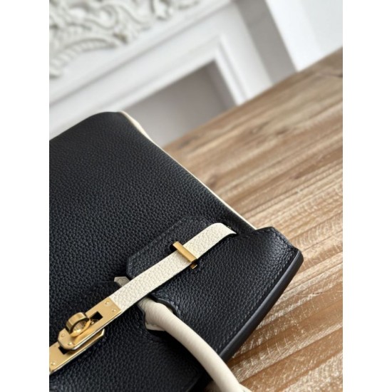 Mirror Quality Replica Hermès Birkin Bag 25cm/30cm Two-Tone Togo Leather Black/White Clone