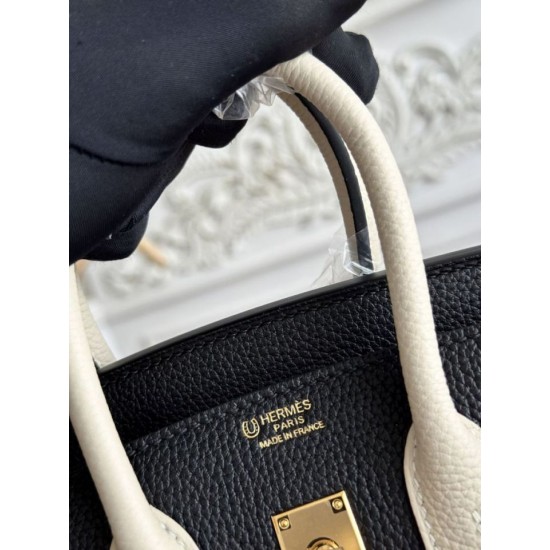 Mirror Quality Replica Hermès Birkin Bag 25cm/30cm Two-Tone Togo Leather Black/White Clone