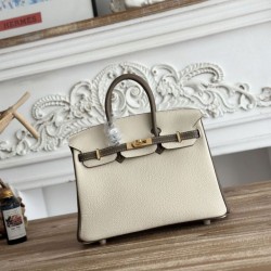 Mirror Quality Replica Hermès Birkin Bag 25cm/30cm Two-Tone Togo Leather White/Brown Clone
