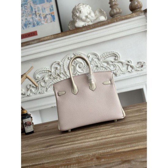 Mirror Quality Replica Hermès Birkin Bag 25cm/30cm Two-Tone Togo Leather Pink/White Clone