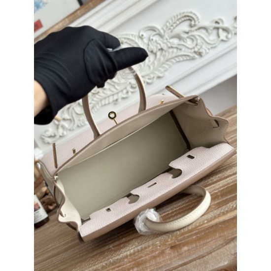 Mirror Quality Replica Hermès Birkin Bag 25cm/30cm Two-Tone Togo Leather Pink/White Clone