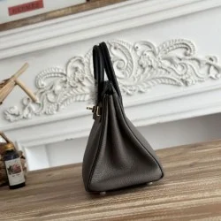 Mirror Quality Replica Hermès Birkin Bag 25cm/30cm Two-Tone Togo Leather Etoupe/Black Clone