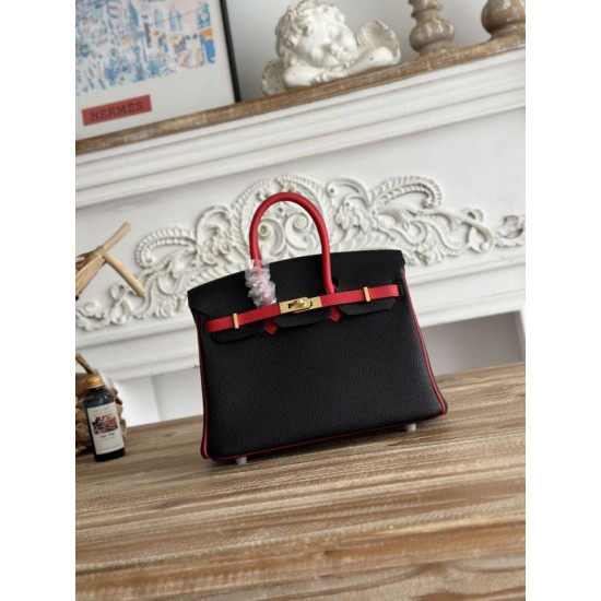 Mirror Quality Replica Hermès Birkin Bag 25cm/30cm Two-Tone Togo Leather Black/Red Clone