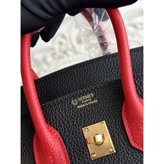 Mirror Quality Replica Hermès Birkin Bag 25cm/30cm Two-Tone Togo Leather Black/Red Clone