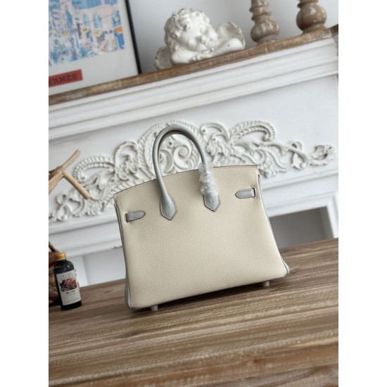 Mirror Quality Replica Hermès Birkin Bag 25cm/30cm Two-Tone Togo Leather White/Blue Clone