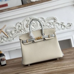Mirror Quality Replica Hermès Birkin Bag 25cm/30cm Two-Tone Togo Leather White/Blue Clone