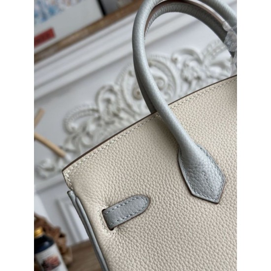 Mirror Quality Replica Hermès Birkin Bag 25cm/30cm Two-Tone Togo Leather White/Blue Clone