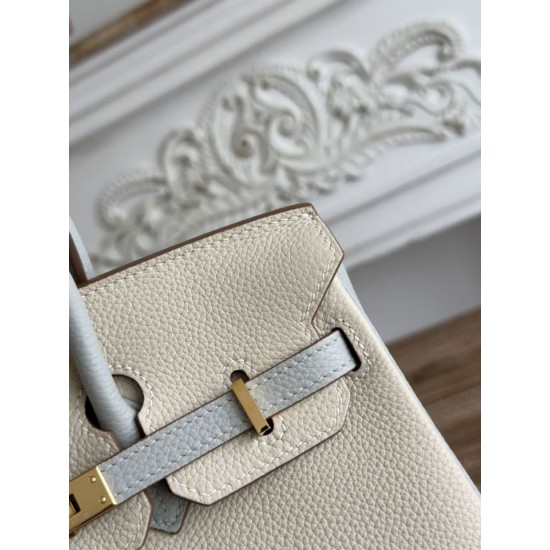 Mirror Quality Replica Hermès Birkin Bag 25cm/30cm Two-Tone Togo Leather White/Blue Clone