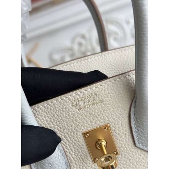 Mirror Quality Replica Hermès Birkin Bag 25cm/30cm Two-Tone Togo Leather White/Blue Clone