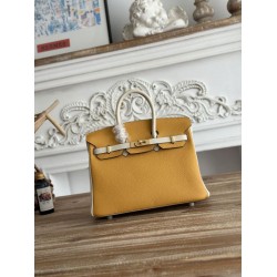Mirror Quality Replica Hermès Birkin Bag 25cm/30cm Two-Tone Togo Leather Yellow/White Clone