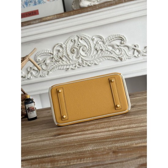 Mirror Quality Replica Hermès Birkin Bag 25cm/30cm Two-Tone Togo Leather Yellow/White Clone