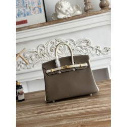 Mirror Quality Replica Hermès Birkin Bag 25cm/30cm Two-Tone Togo Leather Etoupe/White Clone