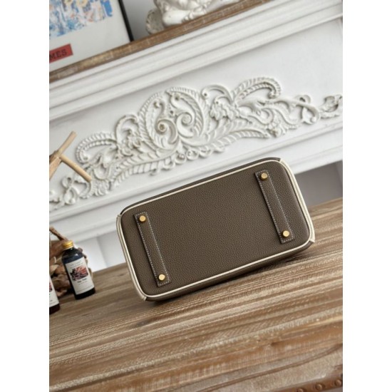 Mirror Quality Replica Hermès Birkin Bag 25cm/30cm Two-Tone Togo Leather Etoupe/White Clone