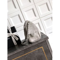 Mirror Quality Replica Chanel 25 Mini Hobo Bag in Suede Calfskin Gray Clone