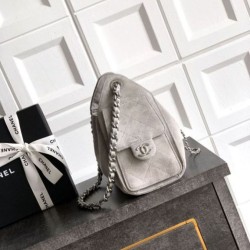 Mirror Quality Replica Chanel 25 Mini Hobo Bag in Suede Calfskin Gray Clone